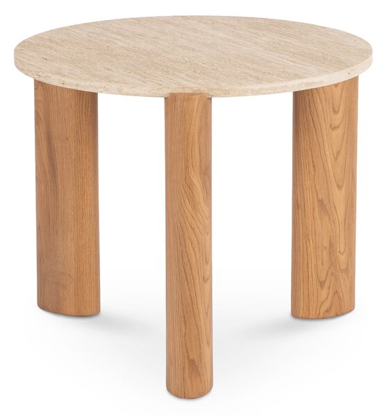 Stolik Kawowy TRAVERTINO 60 cm Trawertyn/Dąb Nowoczesny