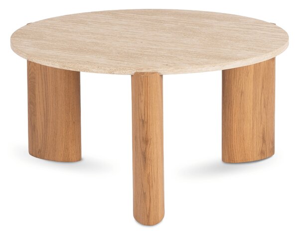 Stolik Kawowy TRAVERTINO MAX 80 cm Trawertyn/Dąb Nowoczesny