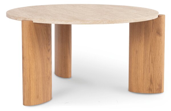 Stolik Kawowy TRAVERTINO MAX 80 cm Trawertyn/Dąb Nowoczesny