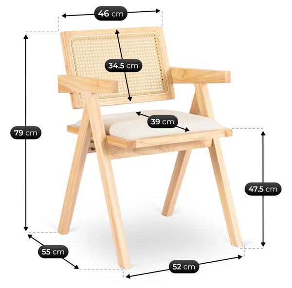 Krzesło Drewniane MADERA 2 Dąb/Beż Ażurowe Klasyczne Retro