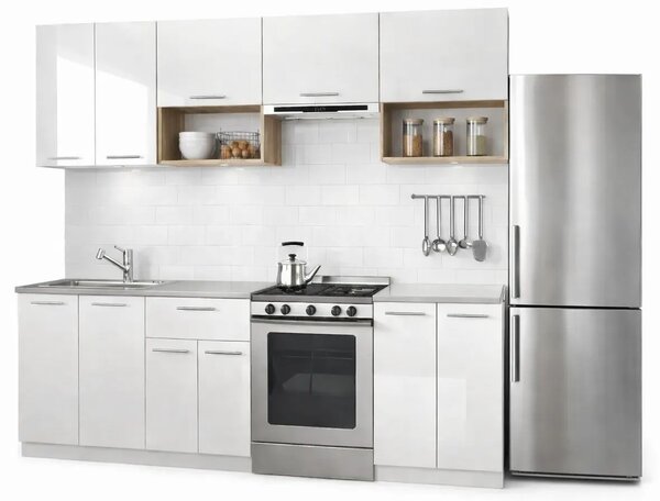 Zestaw mebli kuchennych - biały połysk + dąb sonoma 45x12x4 Z4-B65