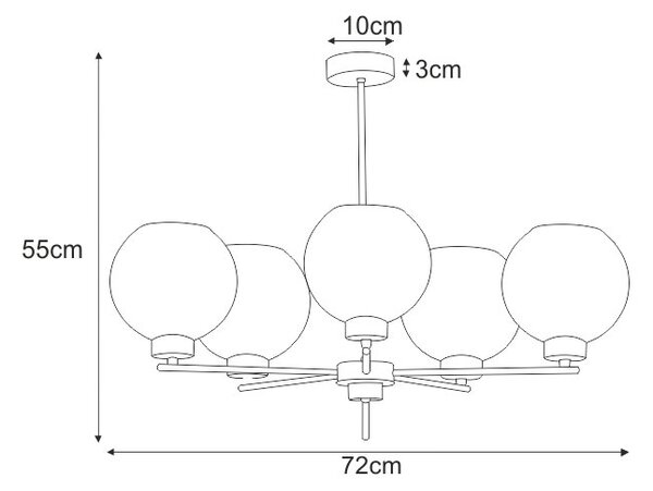 Pięcioramienna lampa wisząca loftowa - 10X S818 E6-N43