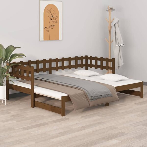 Łóżko rozsuwane, miodowy brąz 2x(90x190) cm lite drewno sosnowe