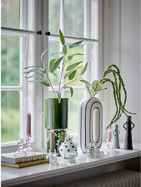 Biały ceramiczny ręcznie malowany wazon (wysokość 11 cm) Fian – Bloomingville