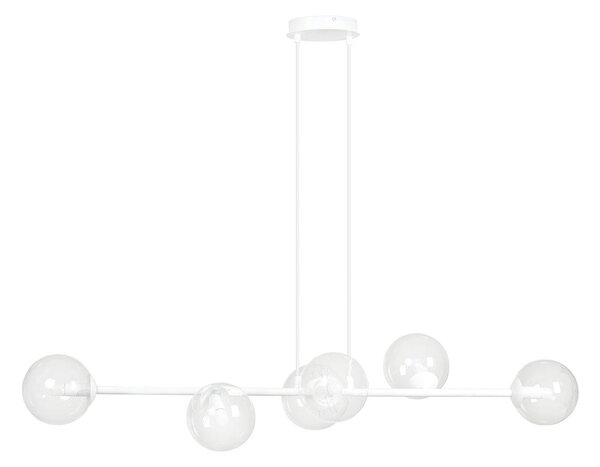 Rossi lampa wisząca 6-punktowa biała/transparentna 877/6