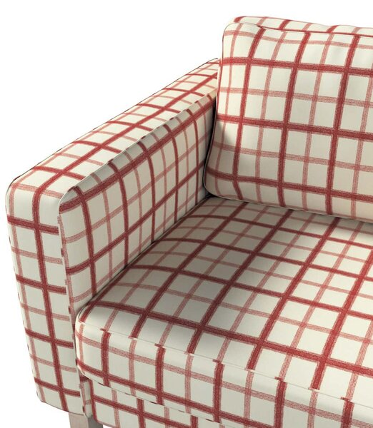 Pokrowiec na sofę Karlstad 3-osobową nierozkładaną, krótki kolor czerwony tkanina wzorzysta