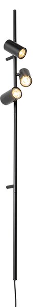Kinkiet / Lampa scienna czarny z włącznikiem nożnym 3 światła - Jeana Luxe Oswietlenie wewnetrzne