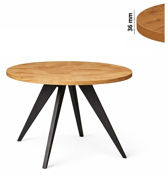 Stół 100 cm okrągły nierozkładany, blat 3,6 cm, nogi Drewniane „ Stożkowe ” I ArtDHome