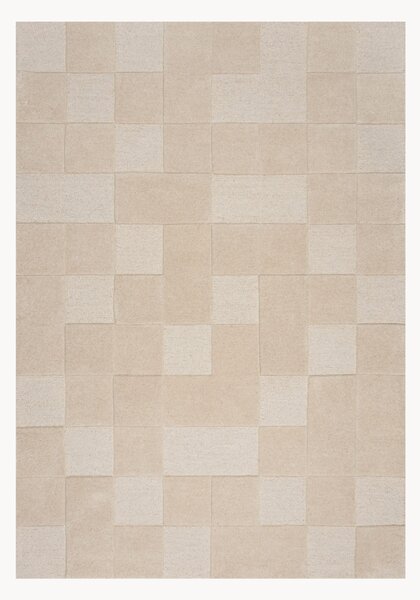Ręcznie tuftowany dywan z wełny z wypukłą strukturą Checkerboard