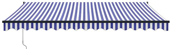 Zwijana markiza, niebiesko-biała, 4x3 m, tkanina i aluminium