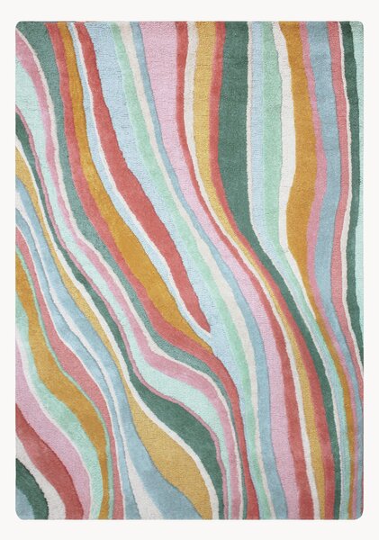 Ręcznie tuftowany dywan z wełny z wypukłą strukturą Abstract Flow