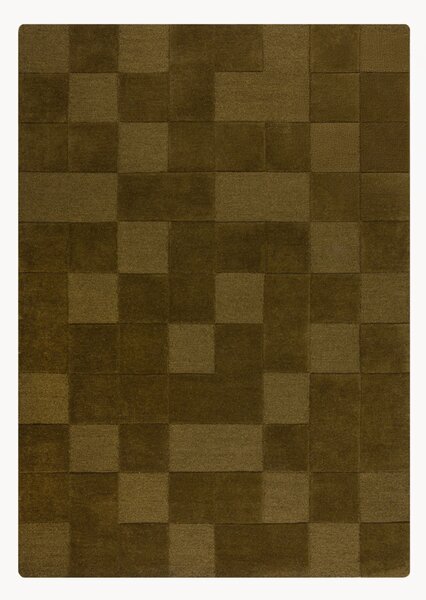 Ręcznie tuftowany dywan z wełny z wypukłą strukturą Checkerboard