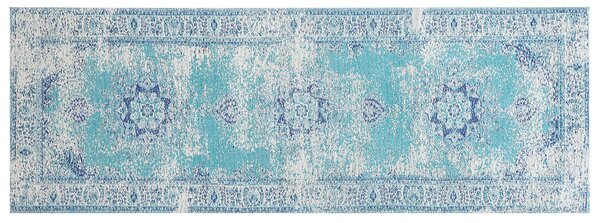 Dywan orientalny do salonu prostokątny 60 x 180 cm bawełna niebieski Almus Beliani