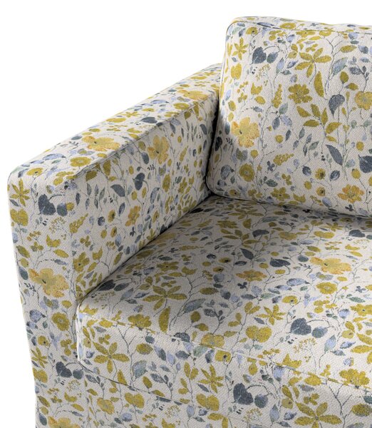 Pokrowiec na sofę Karlstad 3-osobową nierozkładaną, długi kolor żółty tkanina strukturalna, wzorzysta