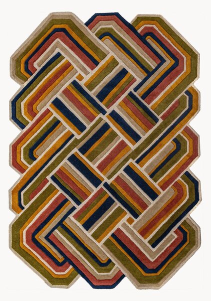 Ręcznie tuftowany dywan z wełny z wypukłą strukturą Lattice Shaped