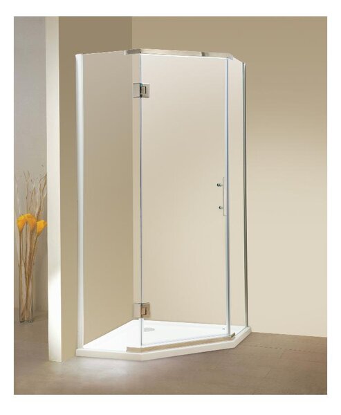 Narożna kabina prysznicowa z drzwiami wahadłowymi - z brodzikiem - ARDIA - 90 × 90 × 185 cm