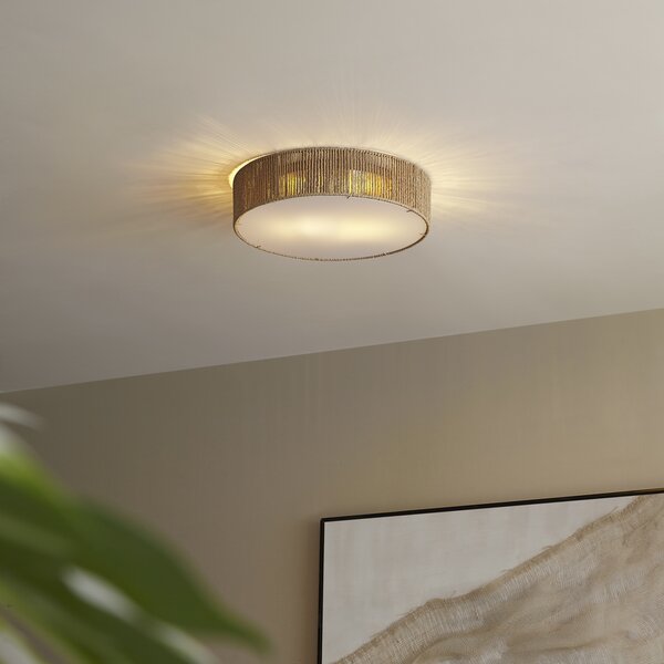 Lampa sufitowa Japandi naturalna z abażurem 38 cm 2-źródła światła - Luz