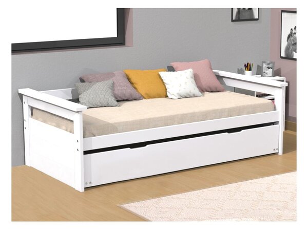 Kanapa z wysuwanym łóżkiem ALFONSO - 90 × 190 cm - Biały świerk