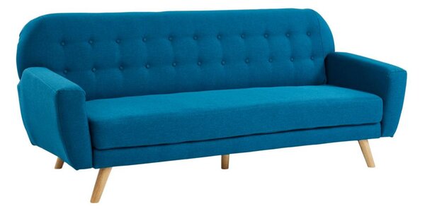 3-osobowa kanapa z funkcją spania rozkładana —z tkaniny — LELIO — niebieska