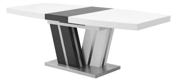 Rozkładany stół jadalniany NOAMI – 6-8 osobowy – MDF lakierowany szaro-biały
