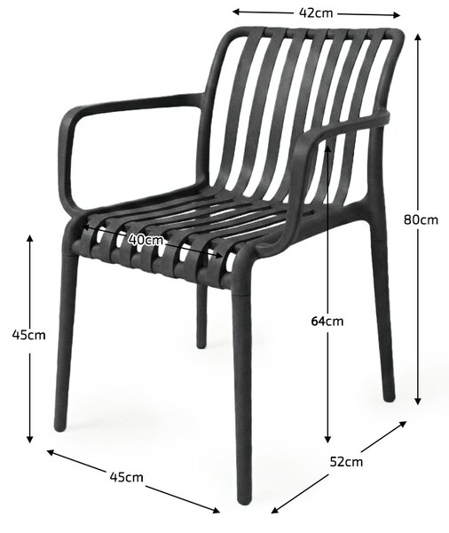Zahradní set TREGO ISLAND - 2 židle s područkami a kulatý stůl ø 60 cm, antracitová