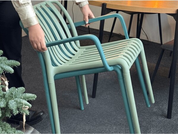 Zahradní set TREGO ISLAND - 2 židle s područkami a kulatý stůl ø 60 cm, antracitová