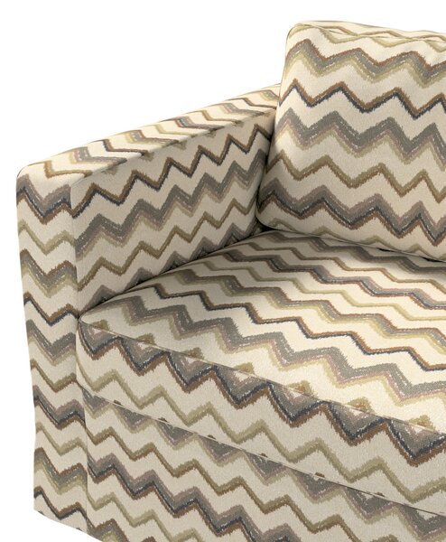 Pokrowiec na sofę Karlstad 2-osobową nierozkładaną długi kolor beżowy tkanina strukturalna, wzorzysta