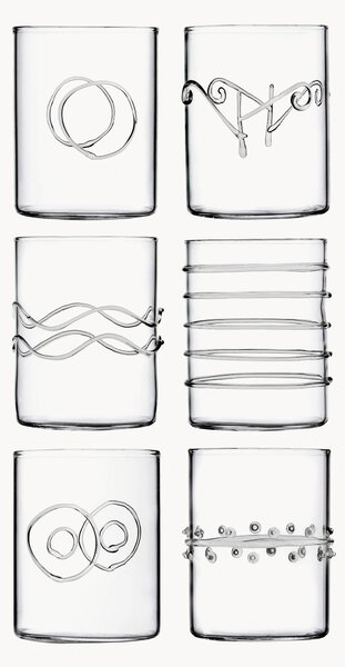 Komplet ręcznie wykonanych szklanek ze szkła borokrzemowego Deco' Clear, 6 elem