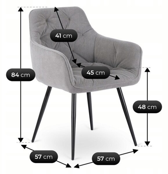 Krzesło Tapicerowane do Salonu MODESTO Szare Nowoczesne Loft