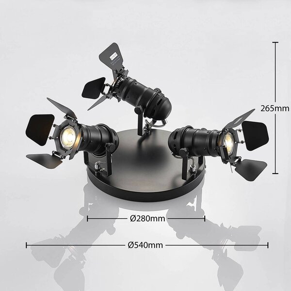 Lampa sufitowa Tilen Lindby, możliwość ściemniania, czarny, salon / jadalnia, metal, industrialny