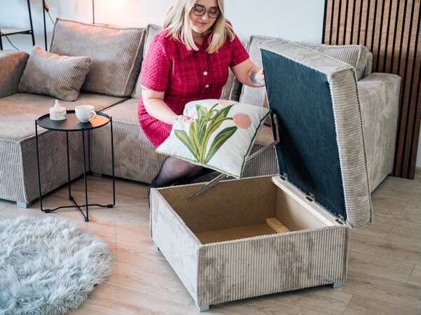 Ciemnozielona pufa SMART COSARO z miejscem do przechowywania 65x65 cm