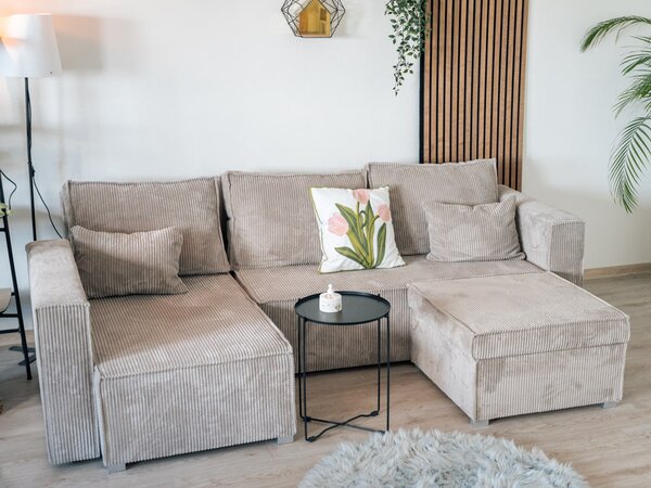 Ciemnozielona pufa SMART COSARO z miejscem do przechowywania 65x65 cm
