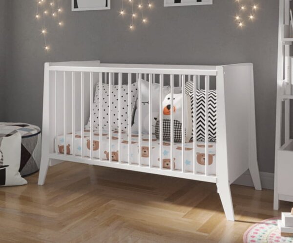 Białe Łóżeczko Cosmo 60x120cm - Nowoczesny Design, Komfort i Bezpieczeństwo