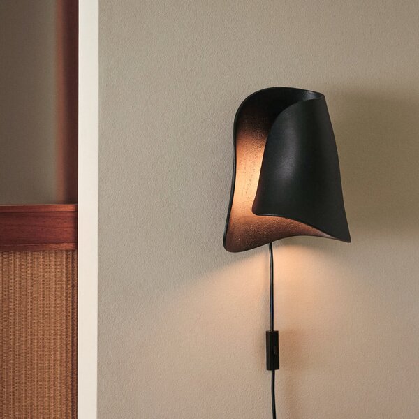 Lampa Ścienna ferm LIVING, OYSTER, czarny, salon, aluminium, design