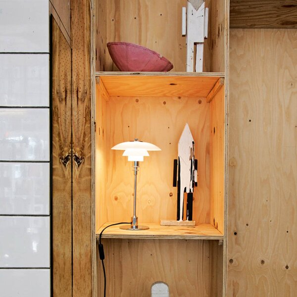 Louis Poulsen Lampa stołowa design PH 2/1, biały / opal, salon / jadalnia, mosiądz, design