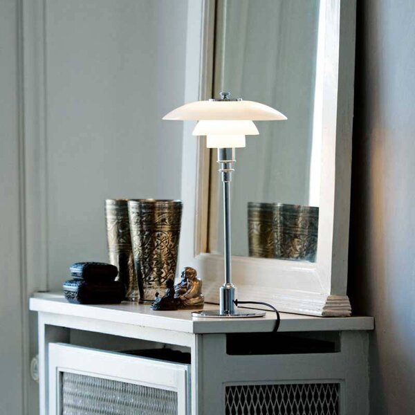 Louis Poulsen Lampa stołowa design PH 2/1, biały / opal, salon / jadalnia, mosiądz, design