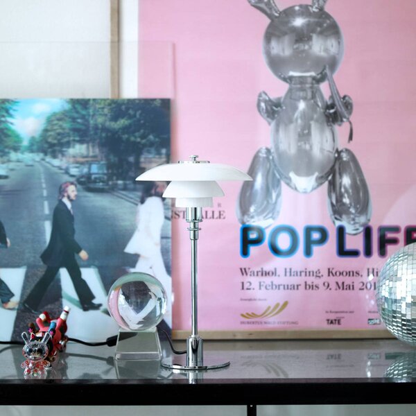 Louis Poulsen Lampa stołowa design PH 2/1, biały / opal, salon / jadalnia, mosiądz, design