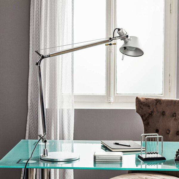 Artemide Lampa stołowa Tolomeo, aluminiowy / szary / cynkowy, biuro, aluminium, design