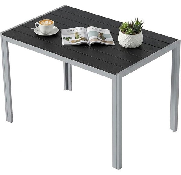 Aluminiowy stó ogrodowy D-139, 110 x 70 cm, czarno-szaro-srebrny