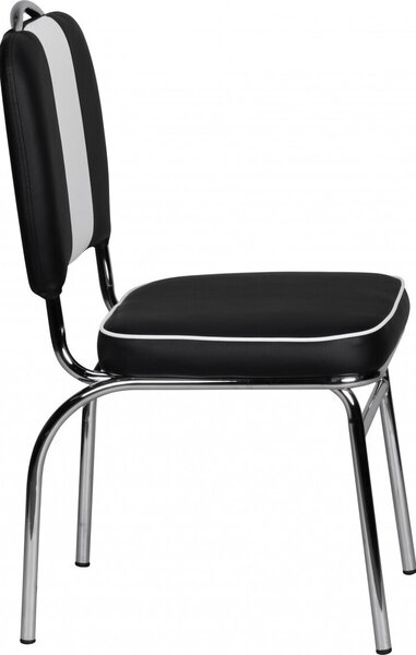 FineBuy Krzeso do jadalni American Diner, czarne, styl retro z lat 50., z oparciem, wysoko siedziska 47 cm