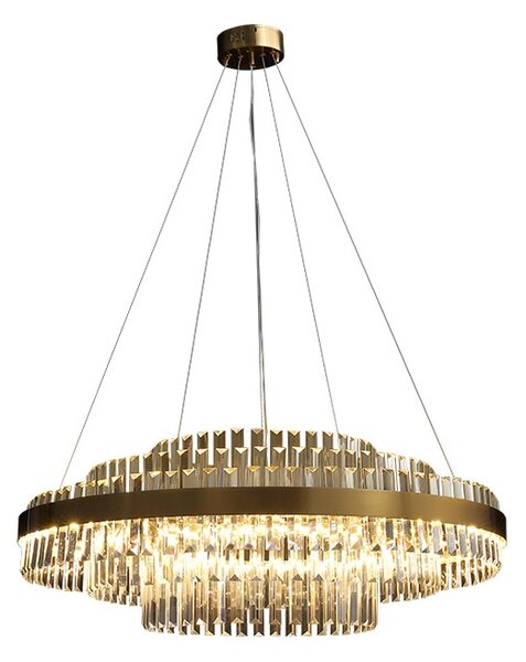 Astoria - lampa wisząca 100 cm okrągły LED 196 W glamour kryształowy złoty