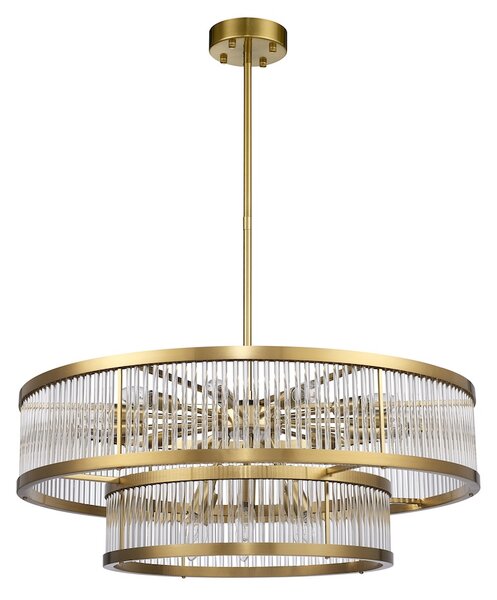 Valentra Double - lampa wisząca 80 cm okrągły kryształowy glamour złoty