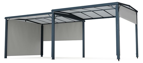 Blumfeldt Pantheon Solid Sky Expand Pawilon 3x6 m – Rama aluminiowa, Regulowany rozmiar i odporny na warunki dach poliwęglanowy, Pawilon ogrodowy, Ciemnoszary