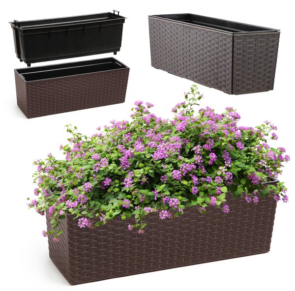Doniczka balkonowa rattan z wkładem Murano 56 x 19 cm, mokka