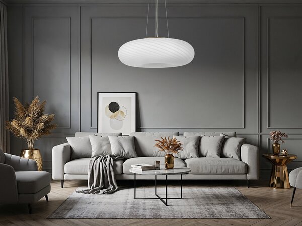 LAMPA WISZĄCA SUFITOWA NOWOCZESNA BIAŁO-ZŁOTA MONARTE D48