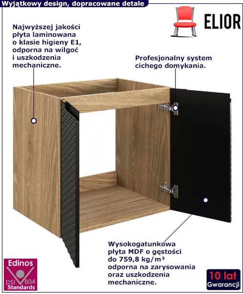 Czarna szafka łazienkowa z frontami 3D N5-M14