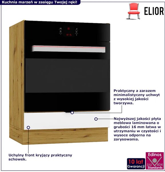 Szafka kuchenna pod piekarnik biały + dąb artisan W6-F57
