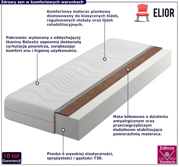 Materac piankowo-kokosowy z pokrowcem 140x200 B5-C27