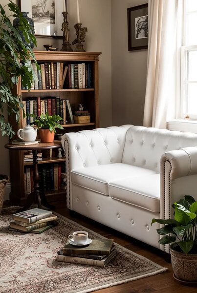 2-osobowa biała sofa w stylu B0-L43