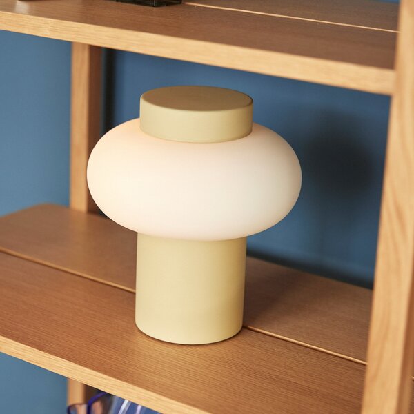 Lampa Stołowa Hübsch, Camp, beżowy, salon, szkło, vintage